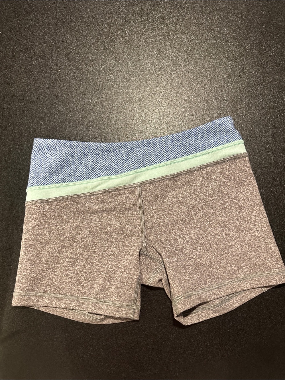 Girls Heather Gray Active Shorts with Blue Waistband